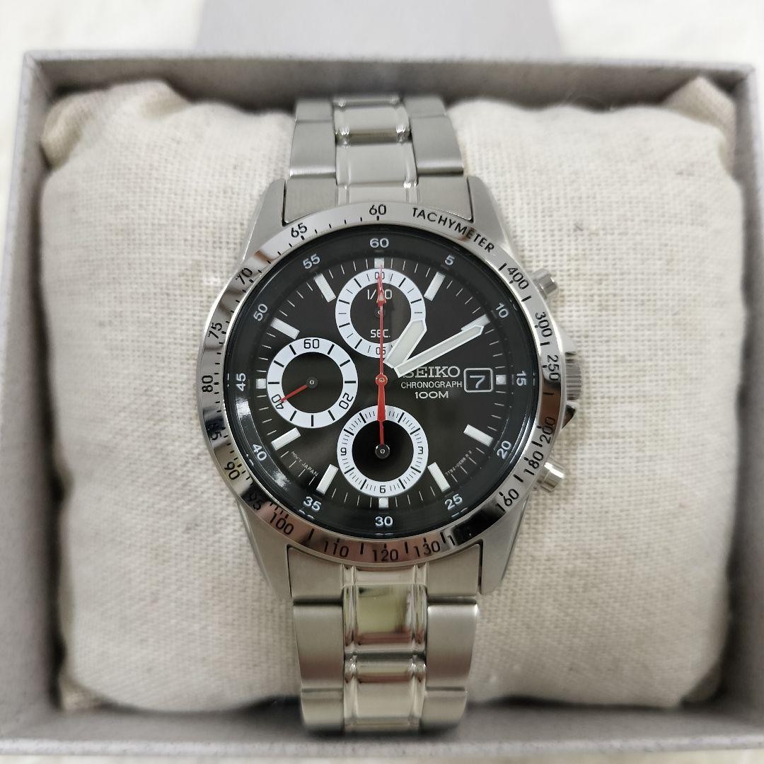 Seiko 7T92-0DW0 Chronograph Black Dial Stainless Steel 38.9mm Used Authentic