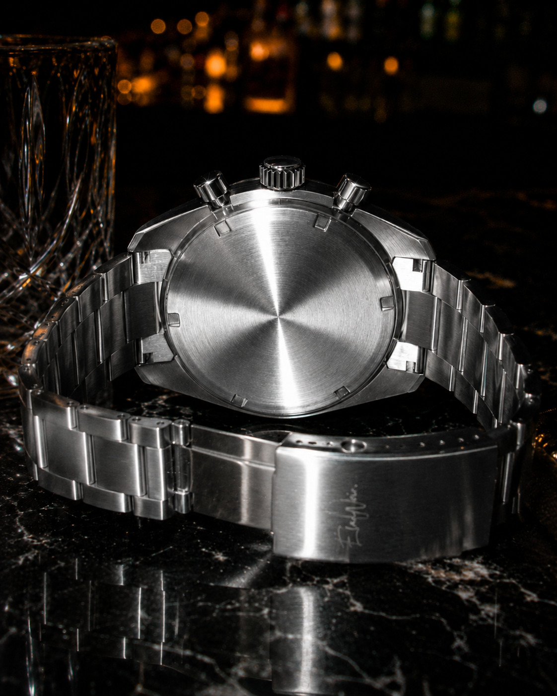 Élan Noir Chronograph Watch VK63 Emerald Green Sapphire Crystal Steel 40mm