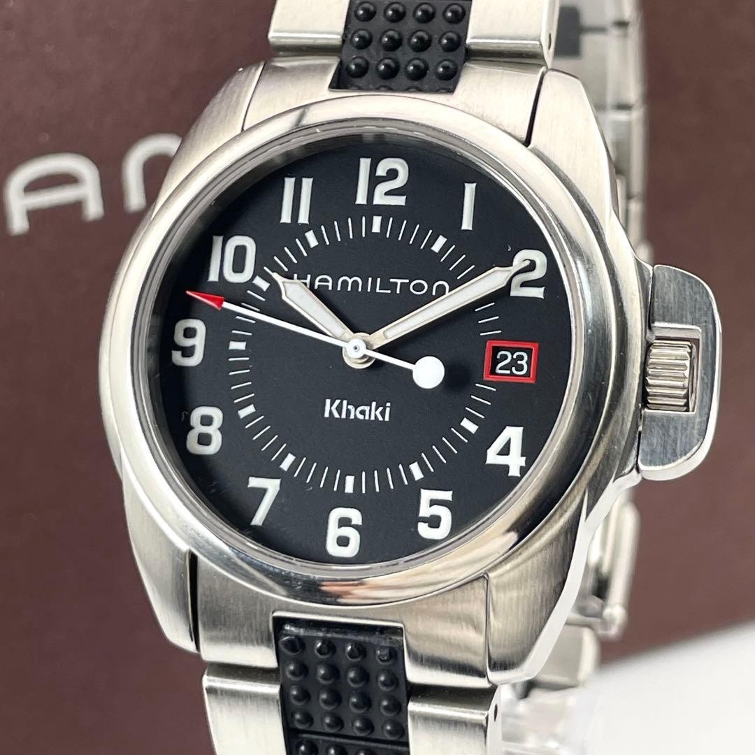 HAMILTON Wristwatch Khaki Stainless Steel Quartz Black Authentic From Japan