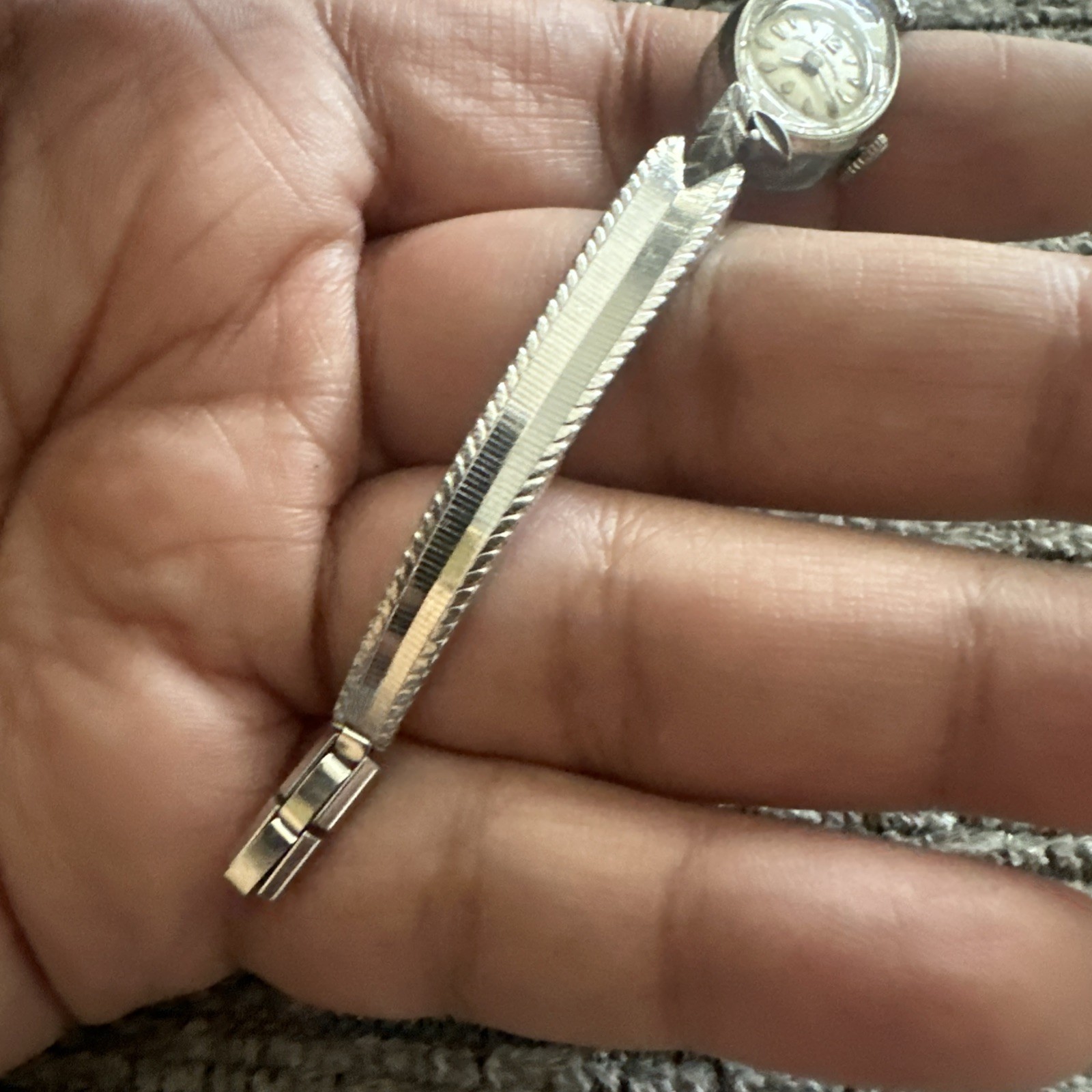 Working VTG Andre Bouchard Swiss Ladies Watch Silver 10K RGPB 15mm -Broken Band
