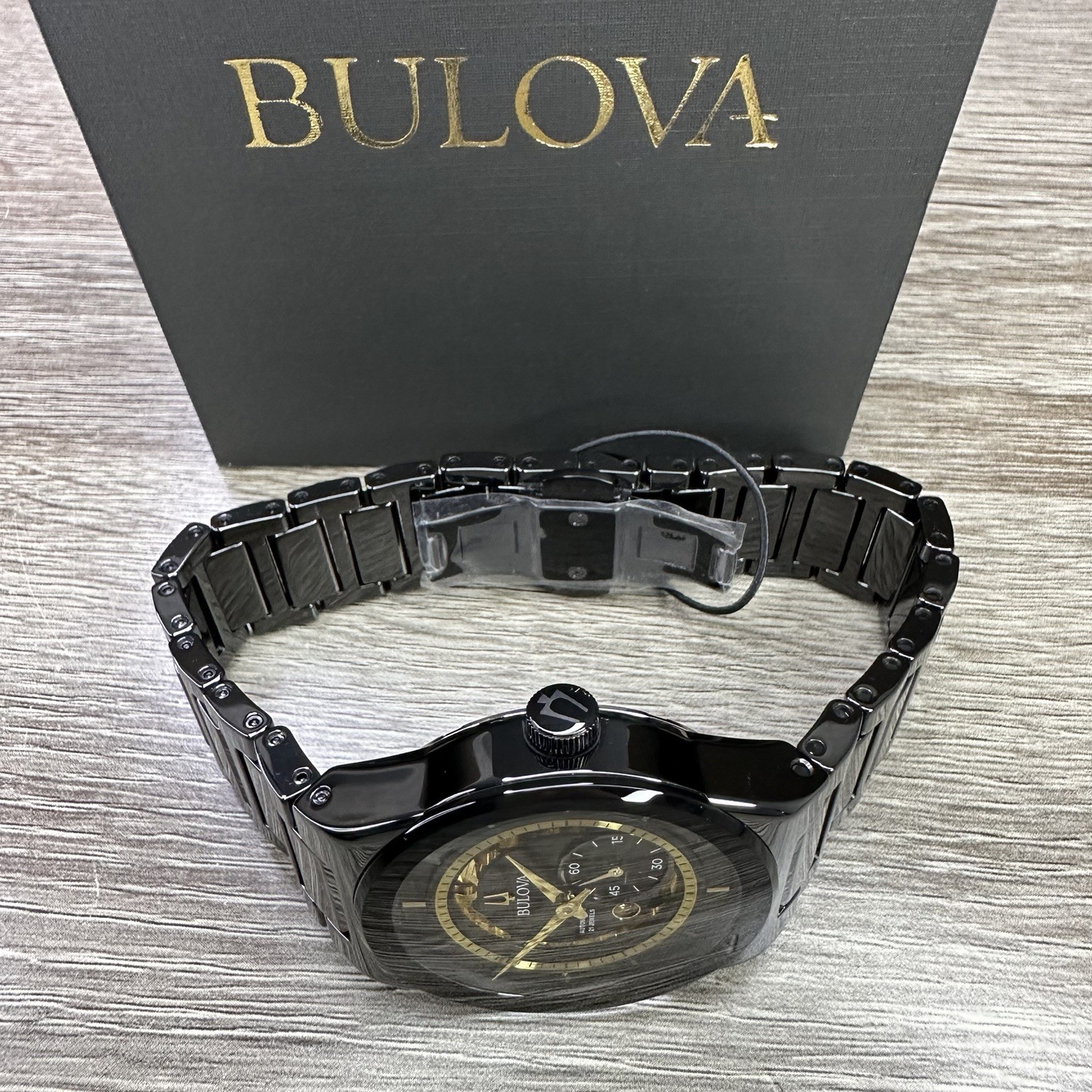 NEW✅CERAMIC✅ Bulova Modern Millennia Automatic Skeleton Black Men’s Watch 98A291