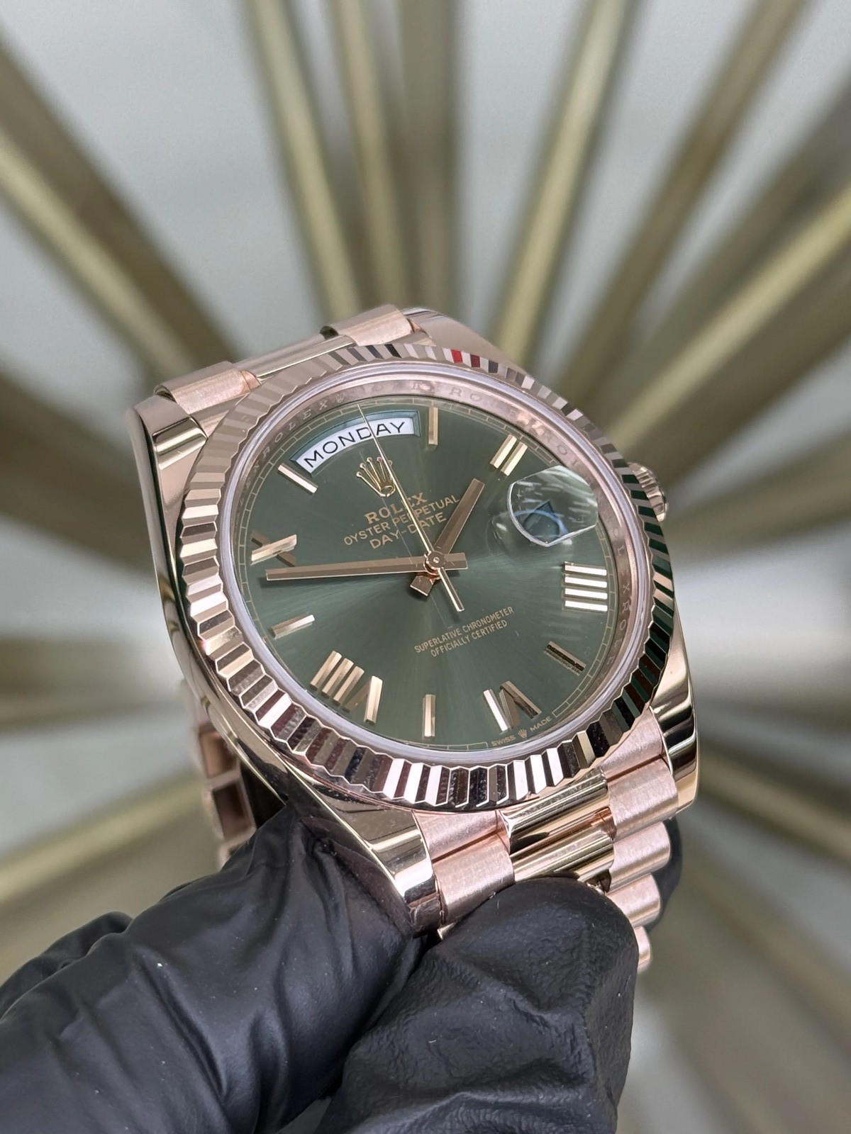 2025 Rolex Day-Date 40 Olive Dial on President 228235 Complete