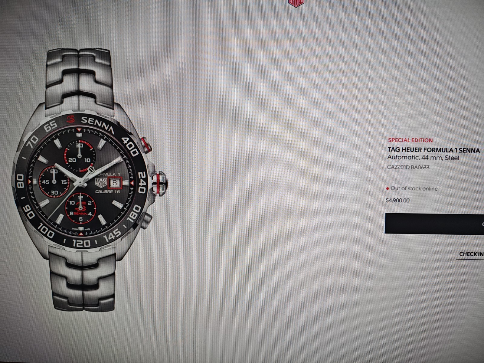 TAG Heuer Formula 1 Senna Automatic, 44 mm, Steel CAZ201D.BA0633