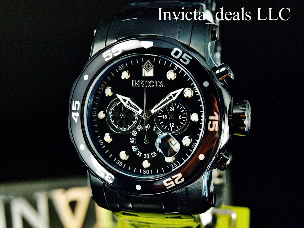 NEW Invicta 48mm Men’s Pro Diver SCUBA Chronograph BLACK DIAL Triple Black Watch
