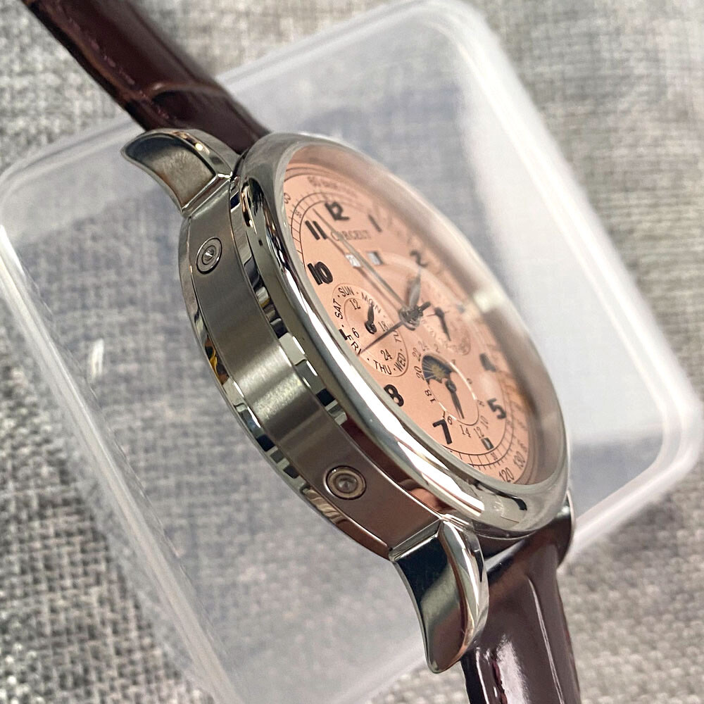 42mm corgeut sterile pink dial day multifunction Sea-gull automatic mens watch