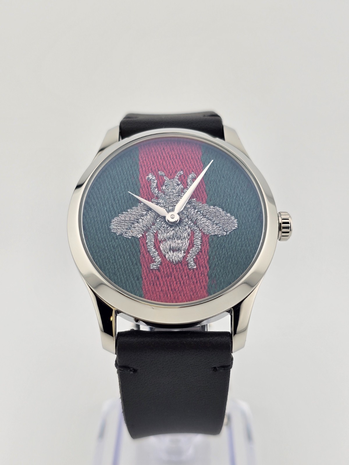 Gucci Men’s G-Timeless Bee Dial Leather Strap Watch – YA1264149 ($950 MSRP)