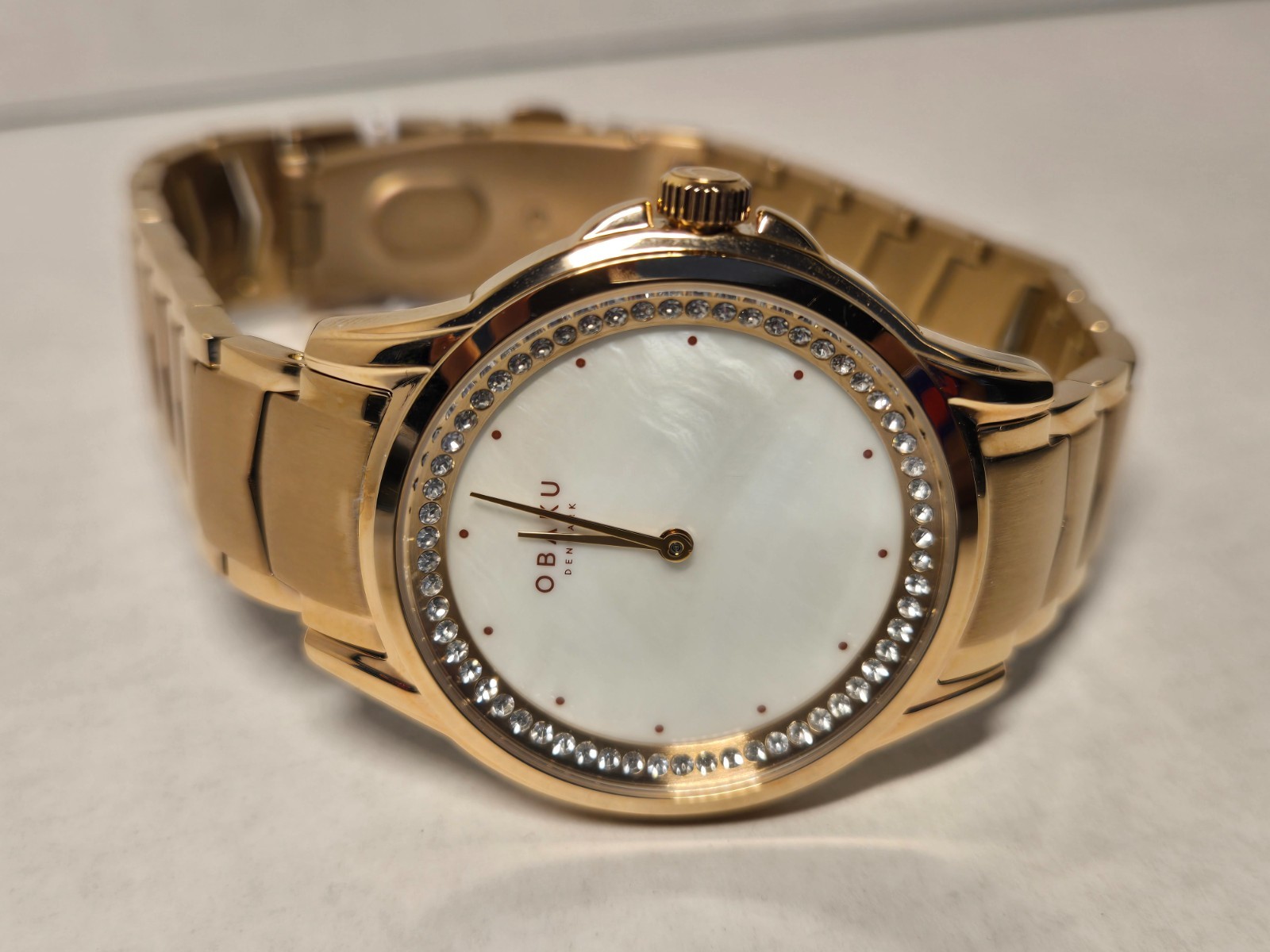 Obaku-Denmark Jasmin-Fuchsia Steel Rose Gold w/ Mother of Pearl Dial 35mm New!