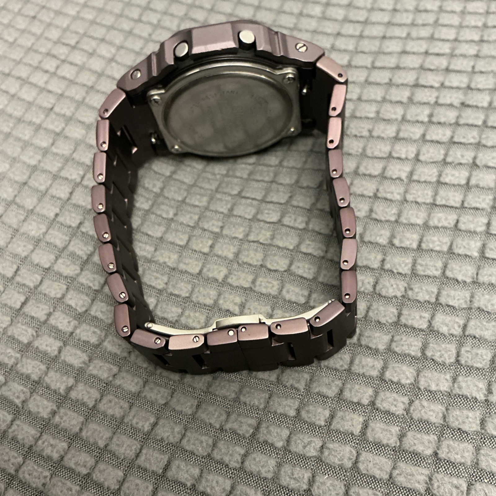 This is a modified DW5600E-1V watch with purple PVD Metal Bracelet 200M Box