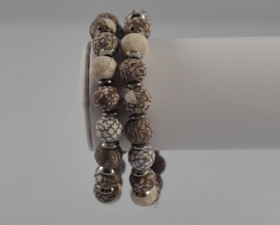 Jilzarah Latte Round Watch Polymer Clay Beads Handcrafted Artisan Jewelry P3
