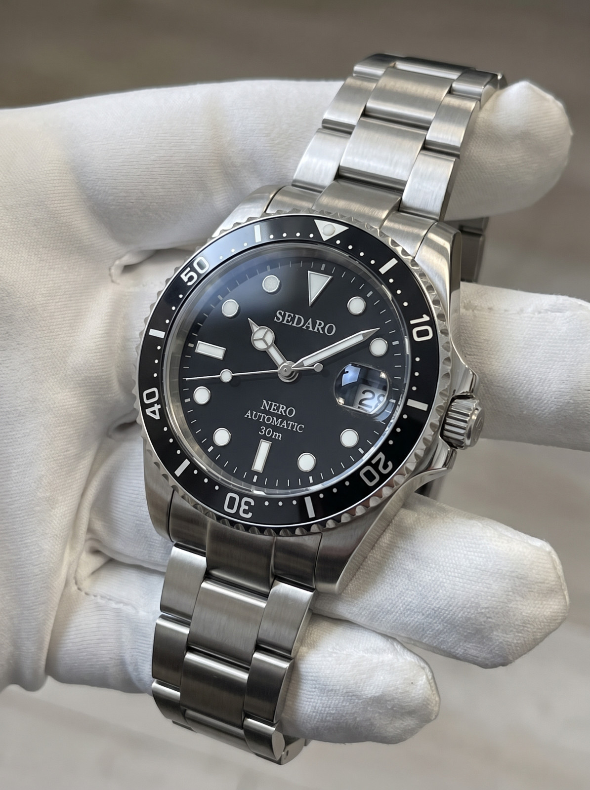 SEDARO Diver Watch NH35 Automatic Black Dial Sapphire Crystal Steel 41mm