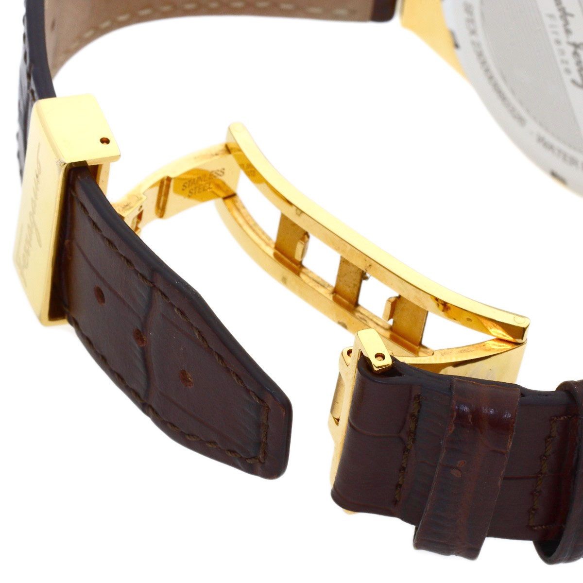 Salvatore Ferragamo SFEX00419 Round Face Wristwatch SS Leather Men’s Used
