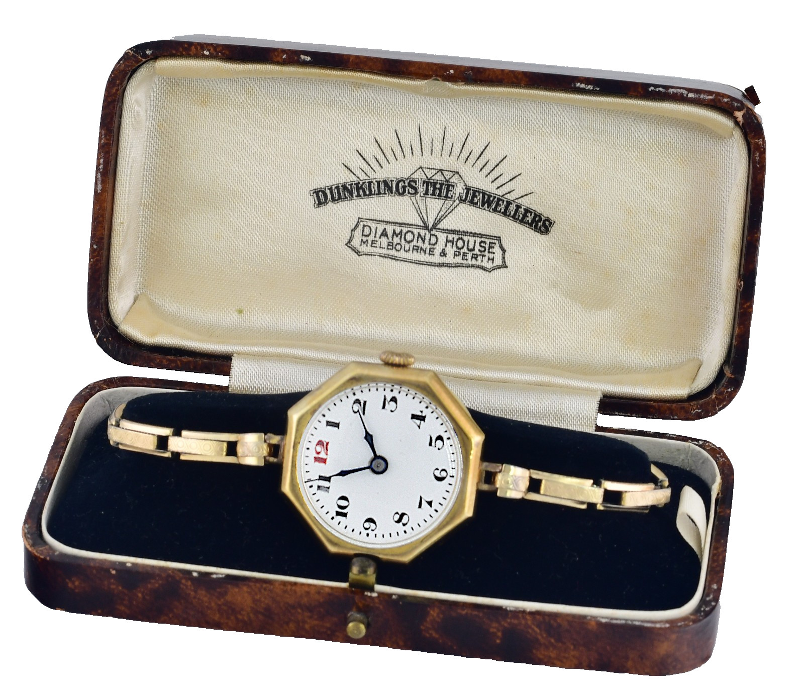 Antique Ladies Rose Gold Filled Octagonal Swiss Wrist Watch – Mint Condition –