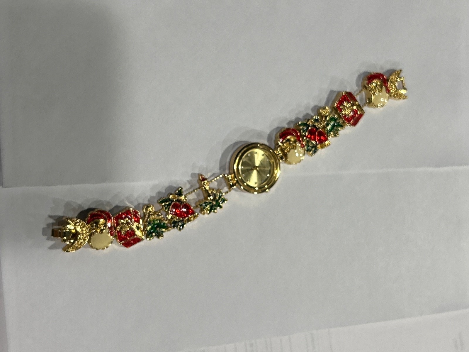 Charm slide watch Womens Quartz Charm Watch Holiday Christmas Themes Gold Tone