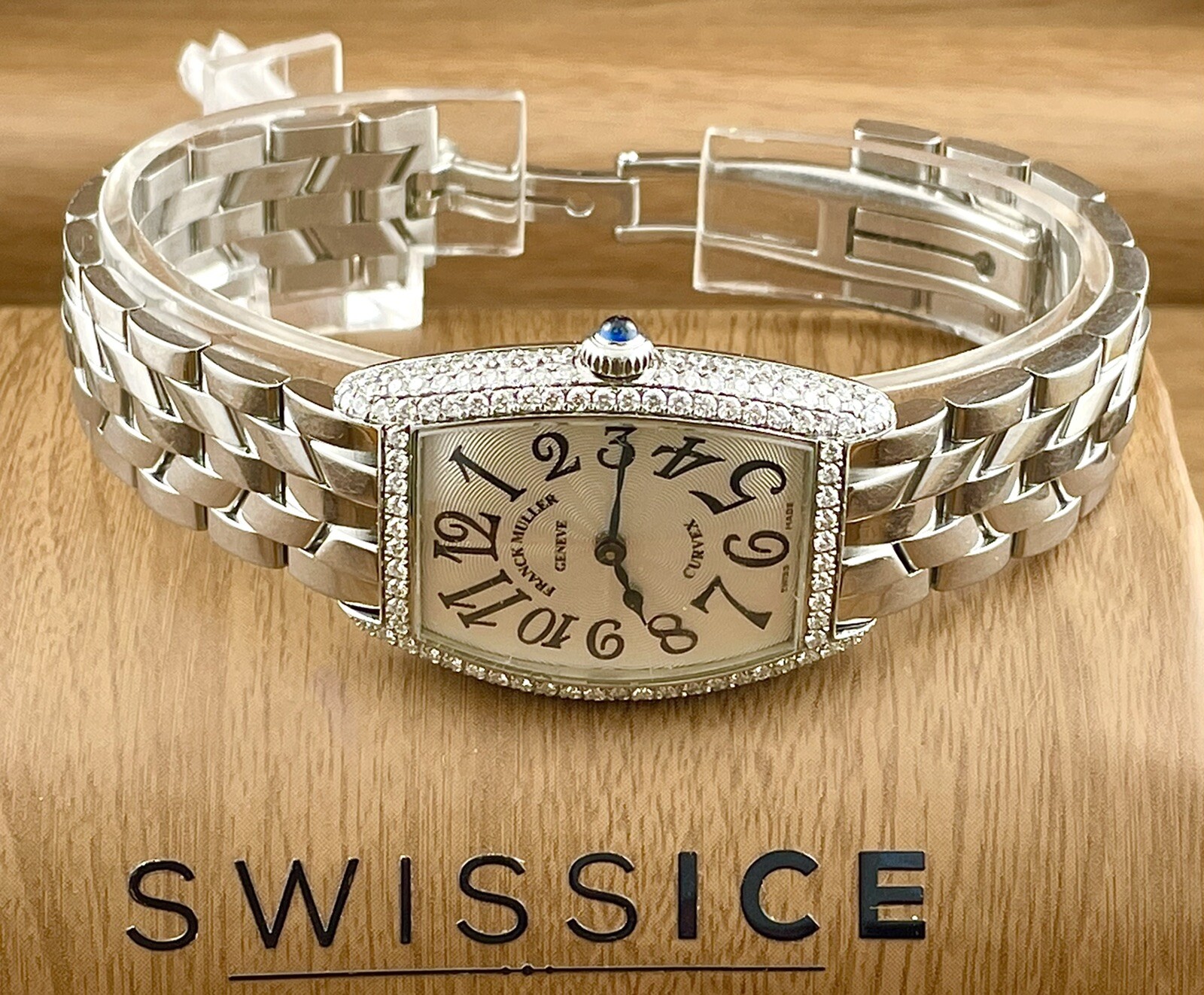 Franck Muller Curvex 29mm Custom Iced Out w/4ct Diamonds Watch Ref 1752QZ