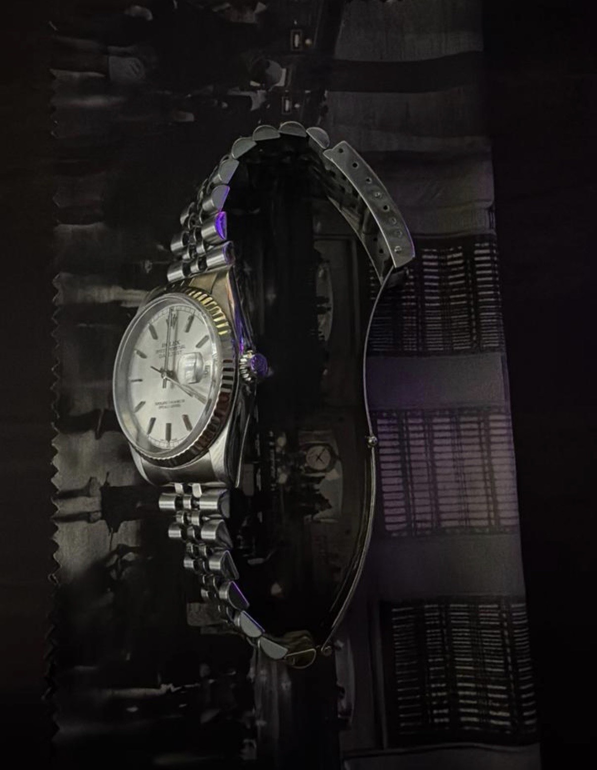 Rolex Datejust Silver Dial White Gold Fluted Bezel Quickset Date