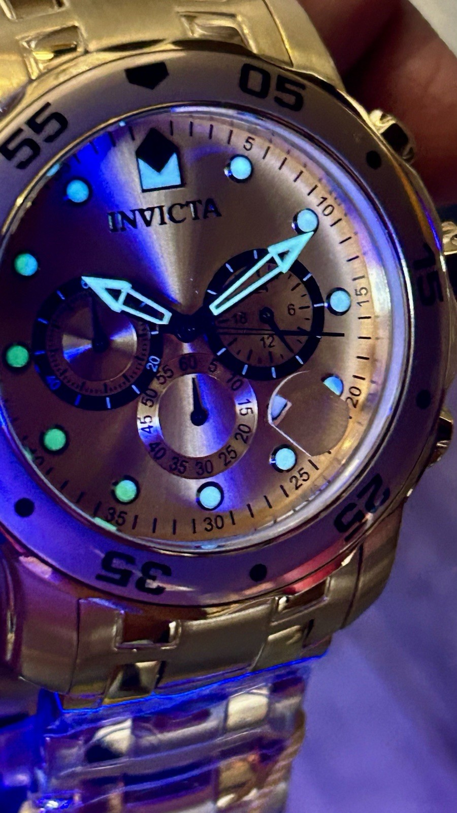 Invicta Pro Diver SCUBA, 9” Wrist, 48mm, New/Box/3yr Wnty, WR 200m, Gold (0074)