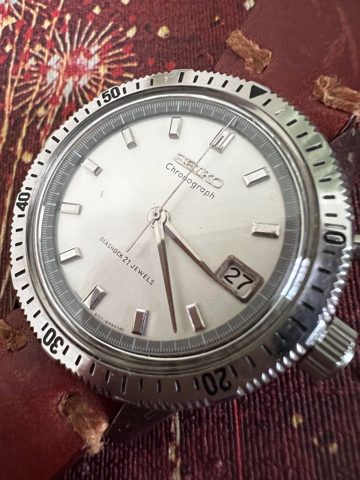 1964 SEIKO one push chronograph 5717-8990 manual winding Authentic From Japan