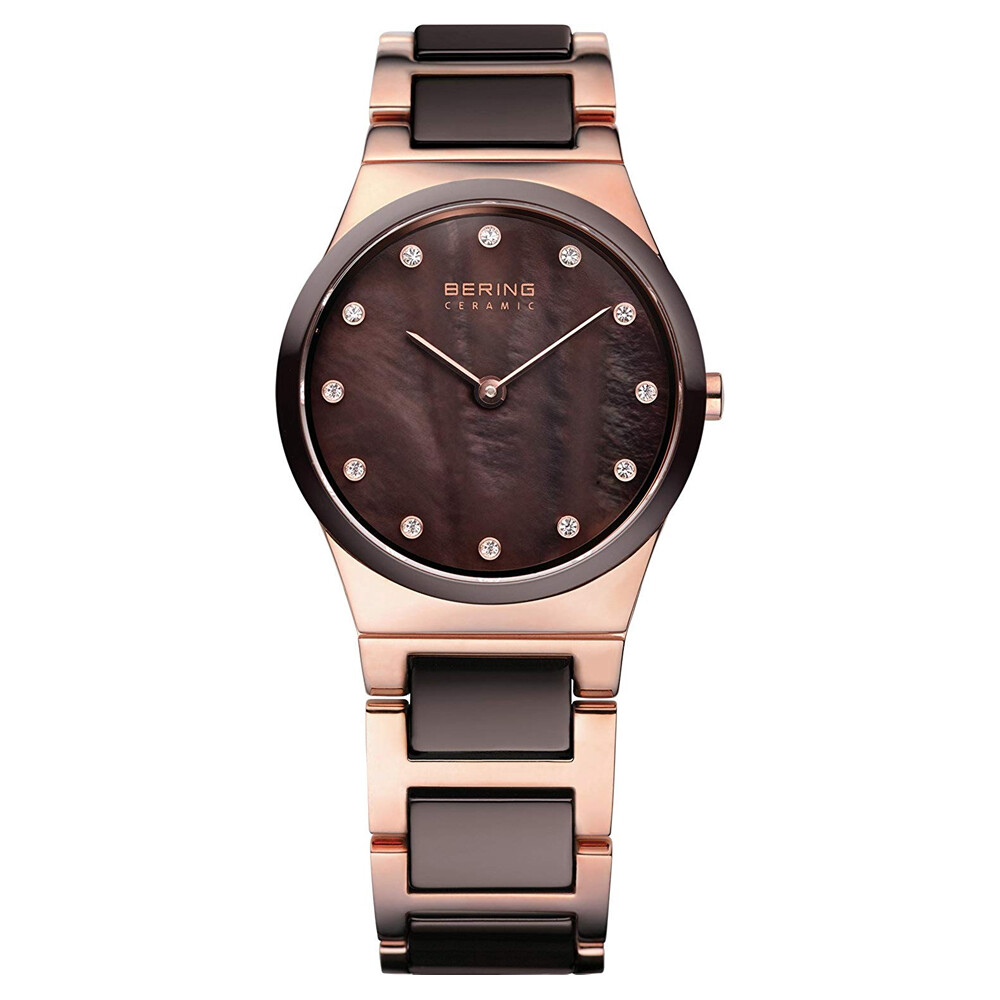 Bering Time Ceramic Rose Gold Steel with Ceramic Links Women’s Watch. 32230-765