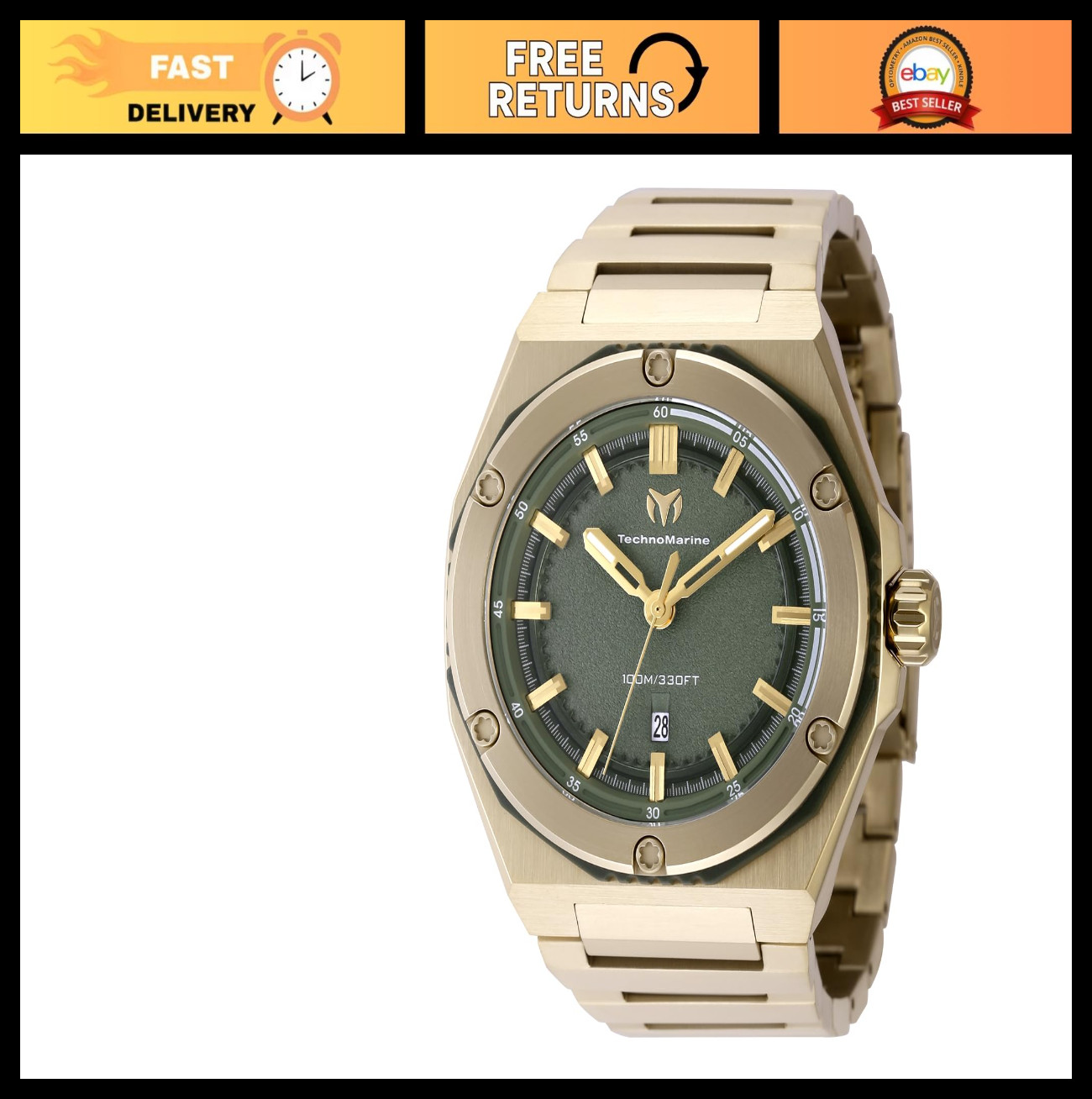 Men’s Quartz Watch, TechnoMarine Coral Legacy Style, Water Resistant, Stylish De