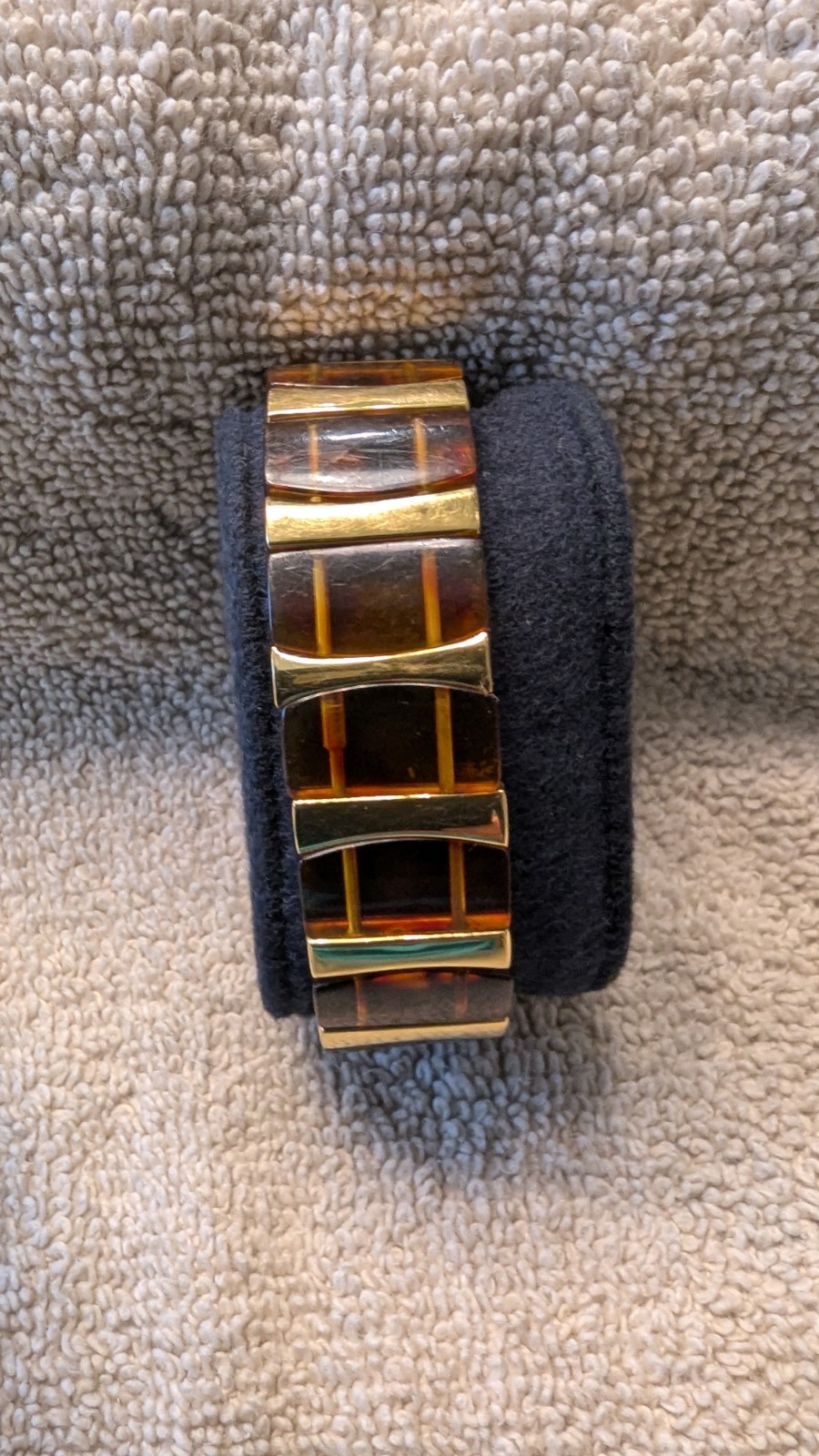 Vintage Joan Rivers Classics Quartz Tortoise Brown/Gold Tone Bracelet Watch