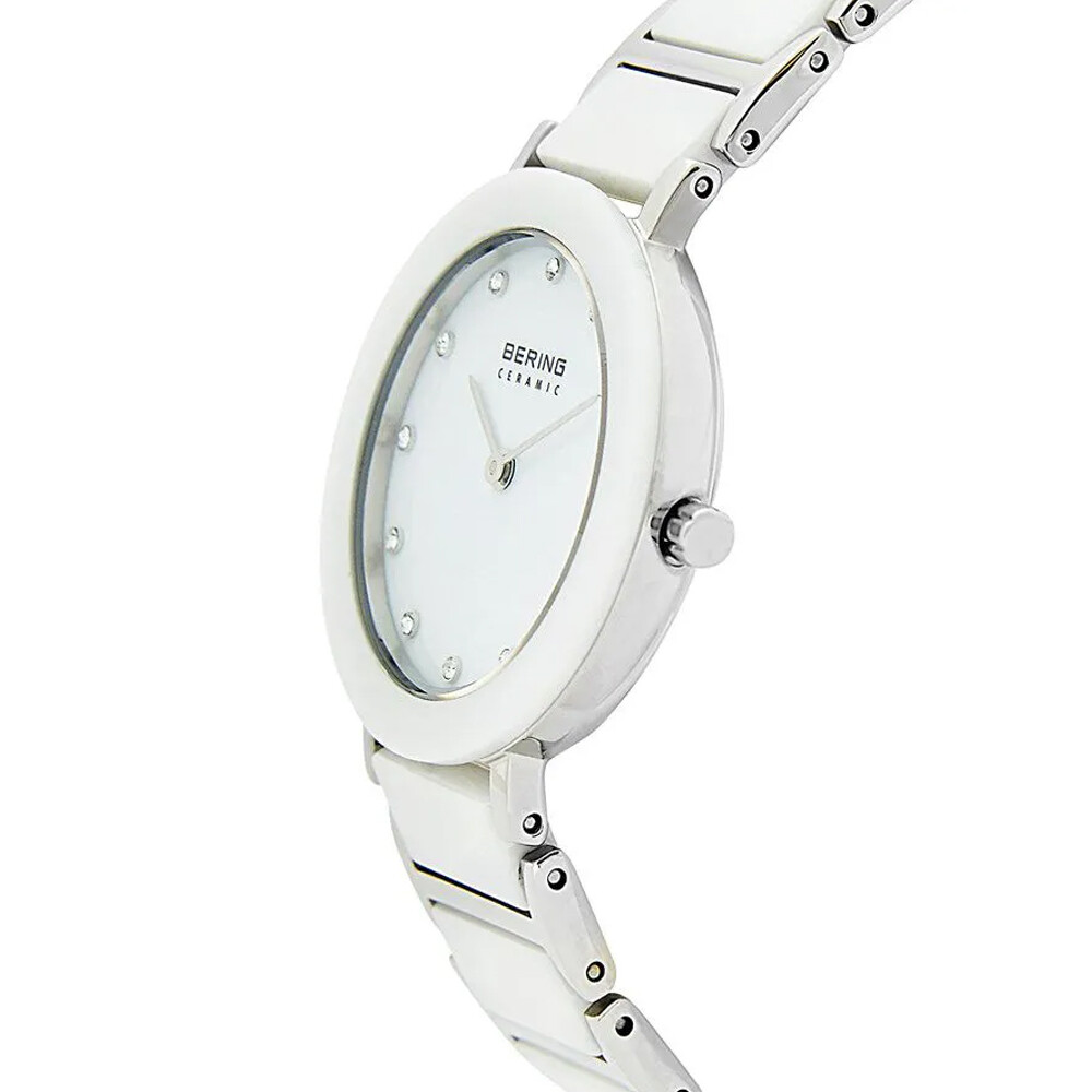 Bering Time White Stainless Steel & Ceramic Links Women’s Watch. 11429-754