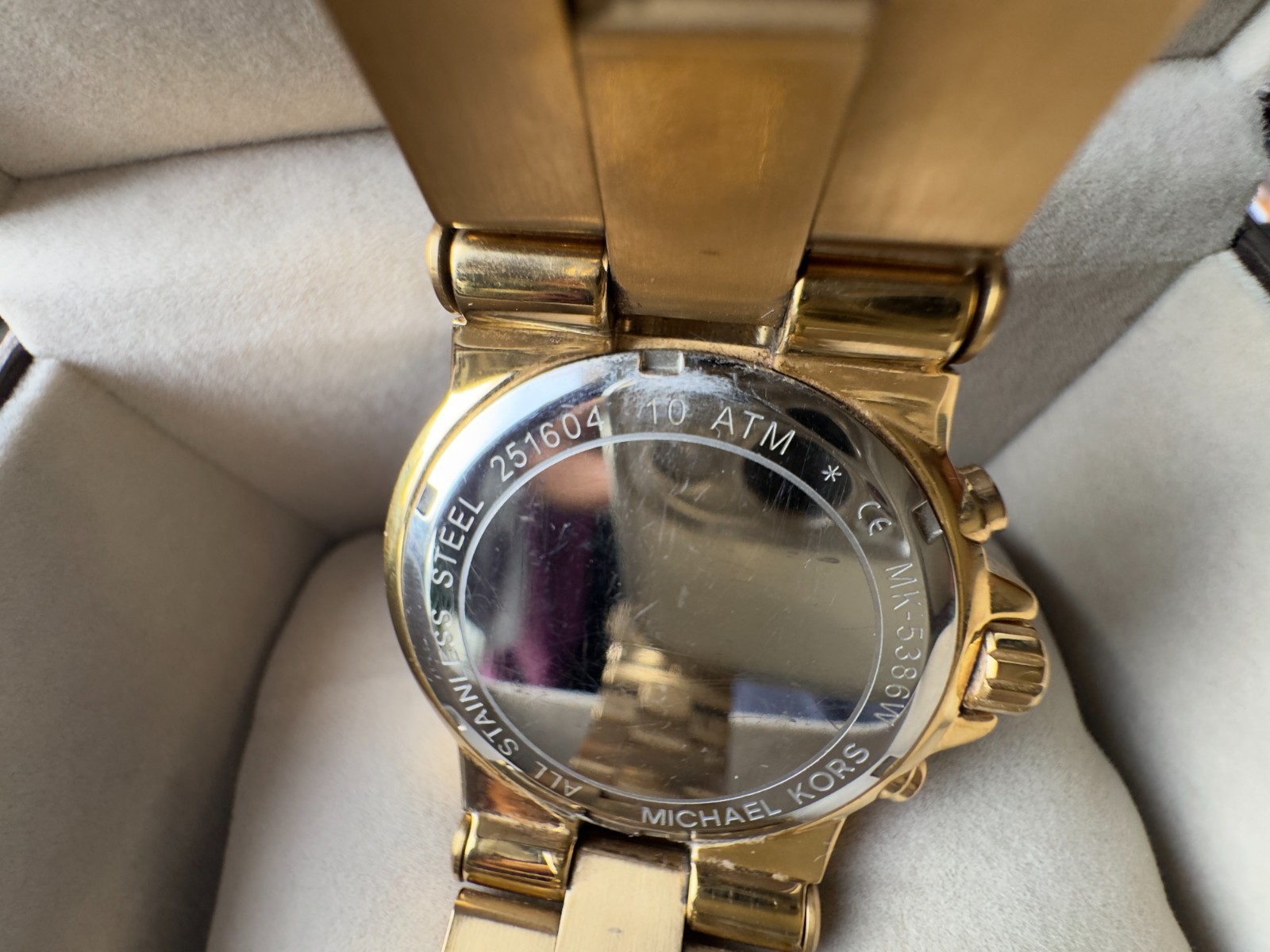 Michael Kors MK5386 Gold Crystal Chronograph Watch Date Women 42mm Authentic