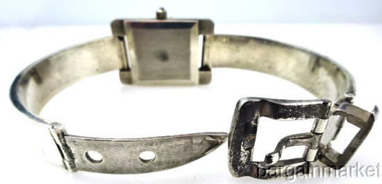 Rare Vintage Womens 925 Sterling Silver ITAL-CHIC Buckle Bracelet Band Watch