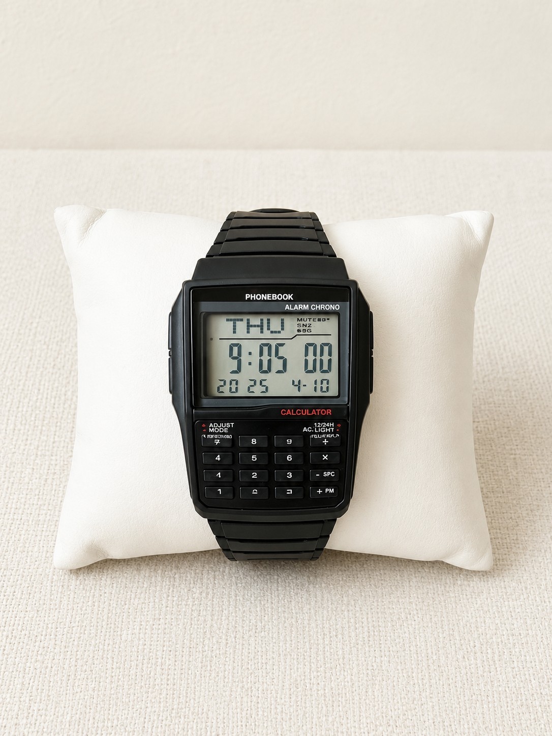 Calculator Watch Digital LED Display Alarm Chronograph 8-Digit Retro Men