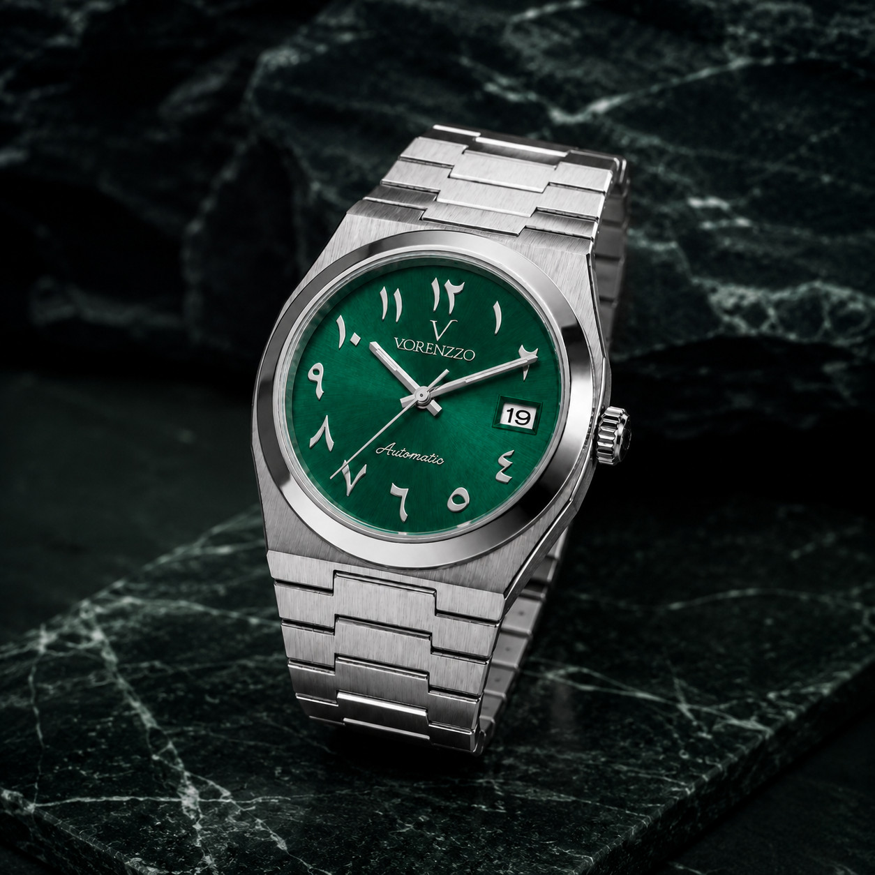 VORENZZO Emerald Arabic Automatic 40mm Green Dial Sapphire Watch NH35