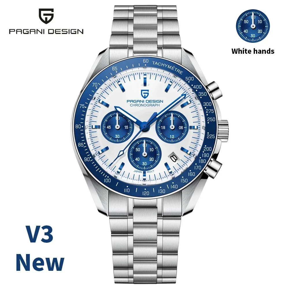 Men’s Chronograph Watch Quartz Auto Date Sapphire Crystal Luxury Sport