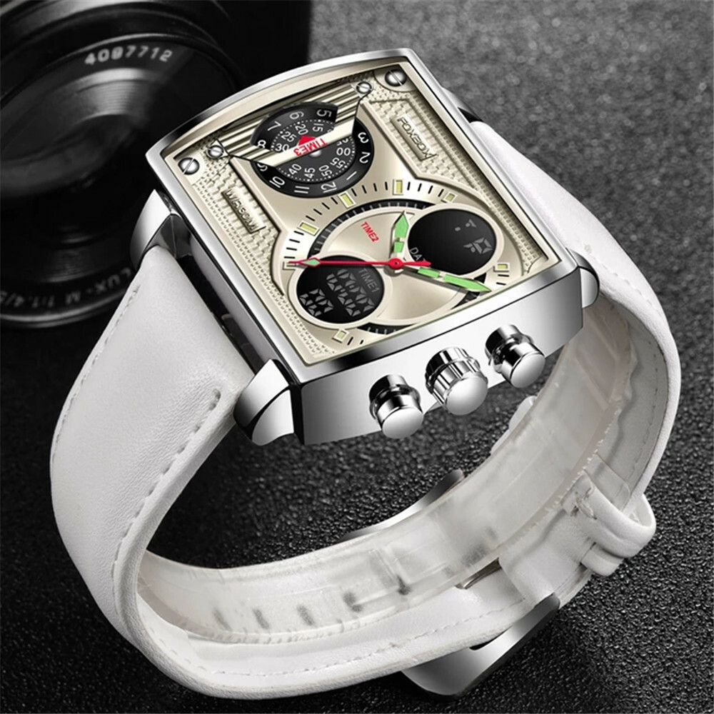 KC LIGE FOXBOX Men LED Wrist Watch Rectangle Dial Business Male Quartz Digital