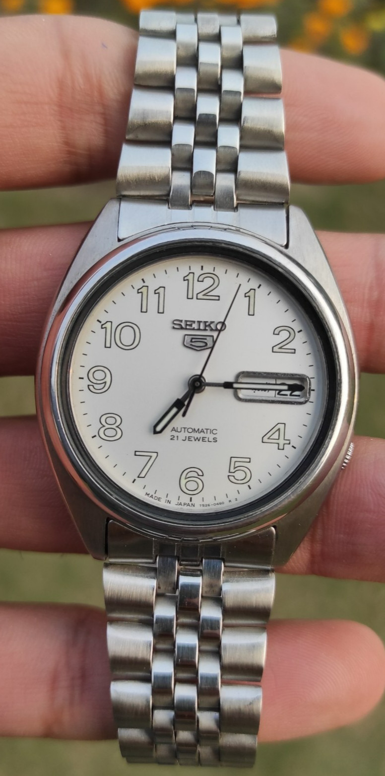 Seiko 5 Automatic 7S26-3119 White Dial Day Date 21 Jewels Men’s Vintage Japan