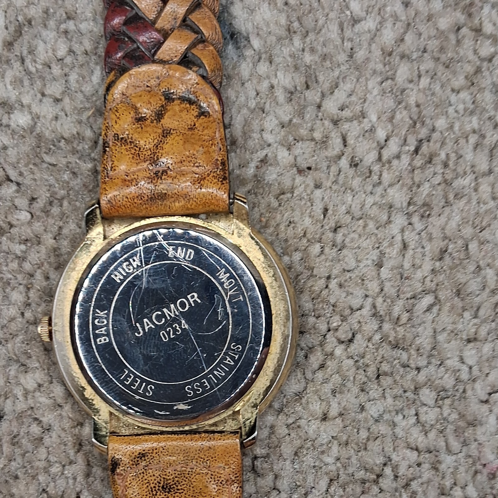 Jacmor J.M. Quartz Analog Skeleton Roman Dial Brown Leather Strap Watch