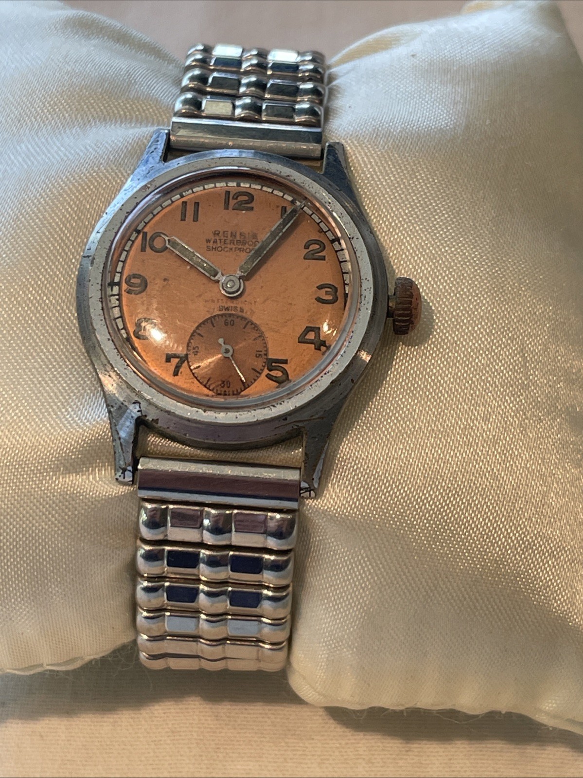 Vintage Rensie Sub Second Mens 32mm Manual Wind Watch 15j Copper Dial & Crown