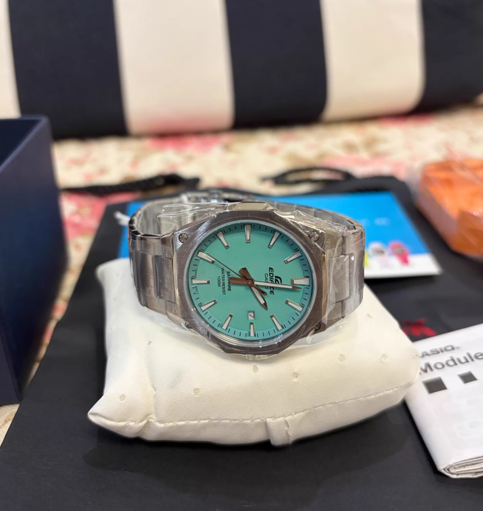 New Casio Edifice EFR-S108D-2BV Men Watch Sapphire Crystal Stainless Steel Wrist