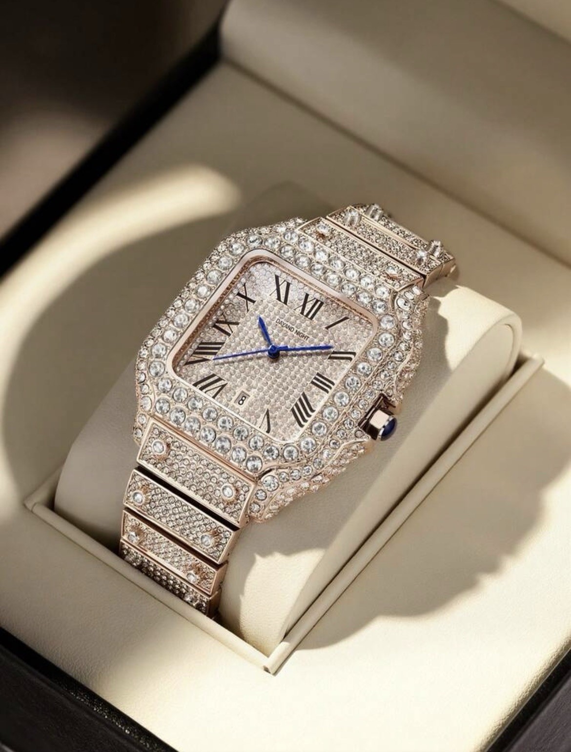 Premium Luxury Iced Out Rose Gold Moissanite Quartz Watch Men