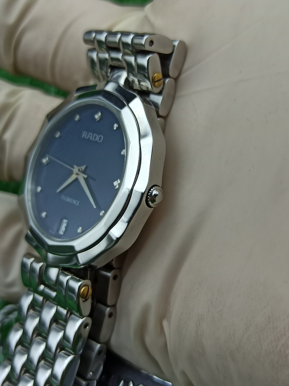 FULL SET VINTAGE RADO FLORENCE BLUE WATCH SWISS MADE 80s MEN & RARE & CLASSIC