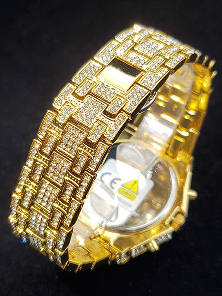 Arabic Luxury Hip Hop Custom Bling Ice out Men Watch Gold Iced Simulated Diamond