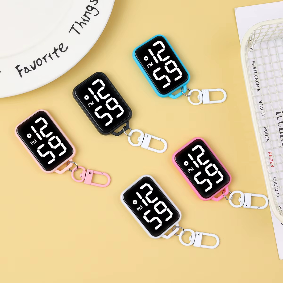 1PC LED Keychain Pocket Watch Digital Display Electronic Watch Student Backpacks