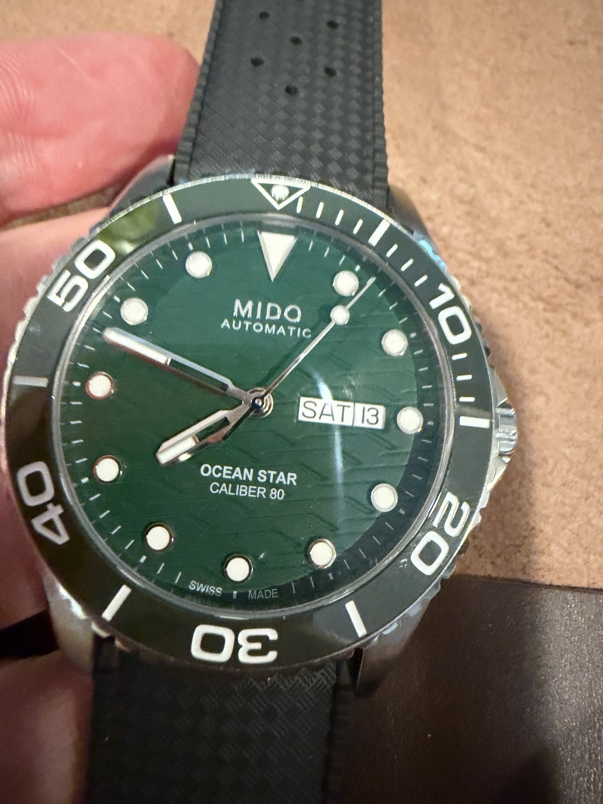 MIDO Ocean Star Caliber 80 42mm Green Wave Dial Box Papers +Bracelet