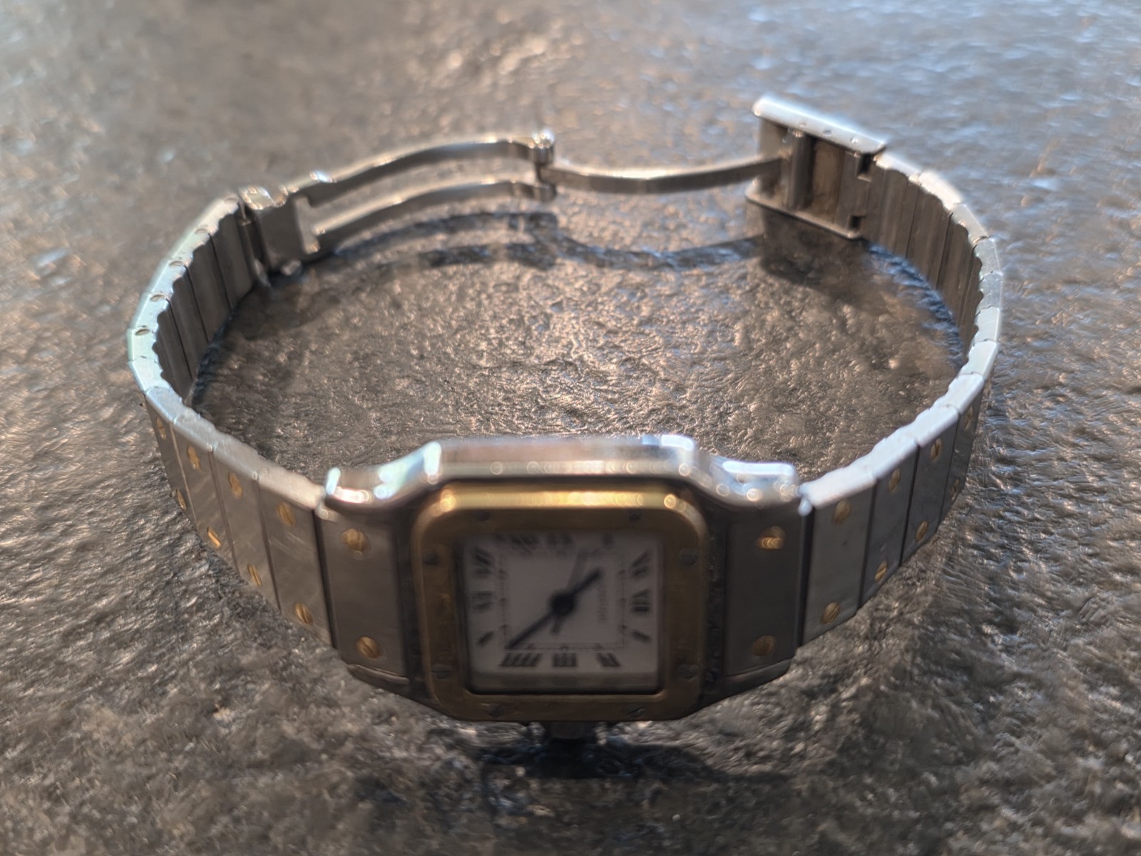 Ladies Cartier Santos Two-Tone Square Quartz Date Watch w/ Box & Booklets