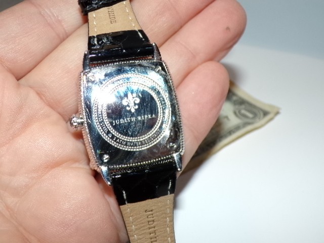 Judith Ripka Monaco Black Stone Bezel and Dial Designer Quartz Watch [459T]
