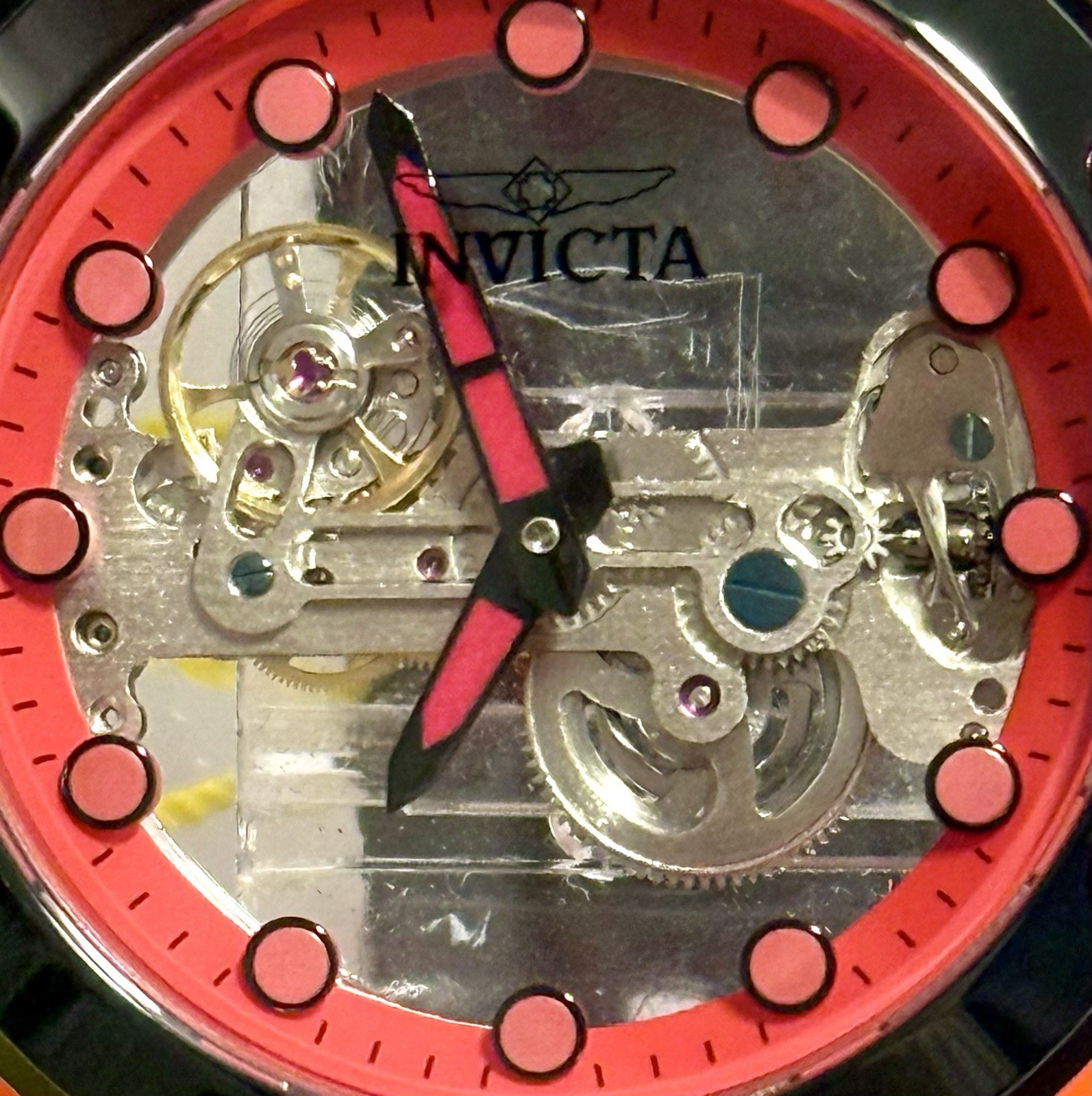 48mm GHOST | Clear Red Case & Outer Rim | Mechanical SPEEDWAY Invicta Watch