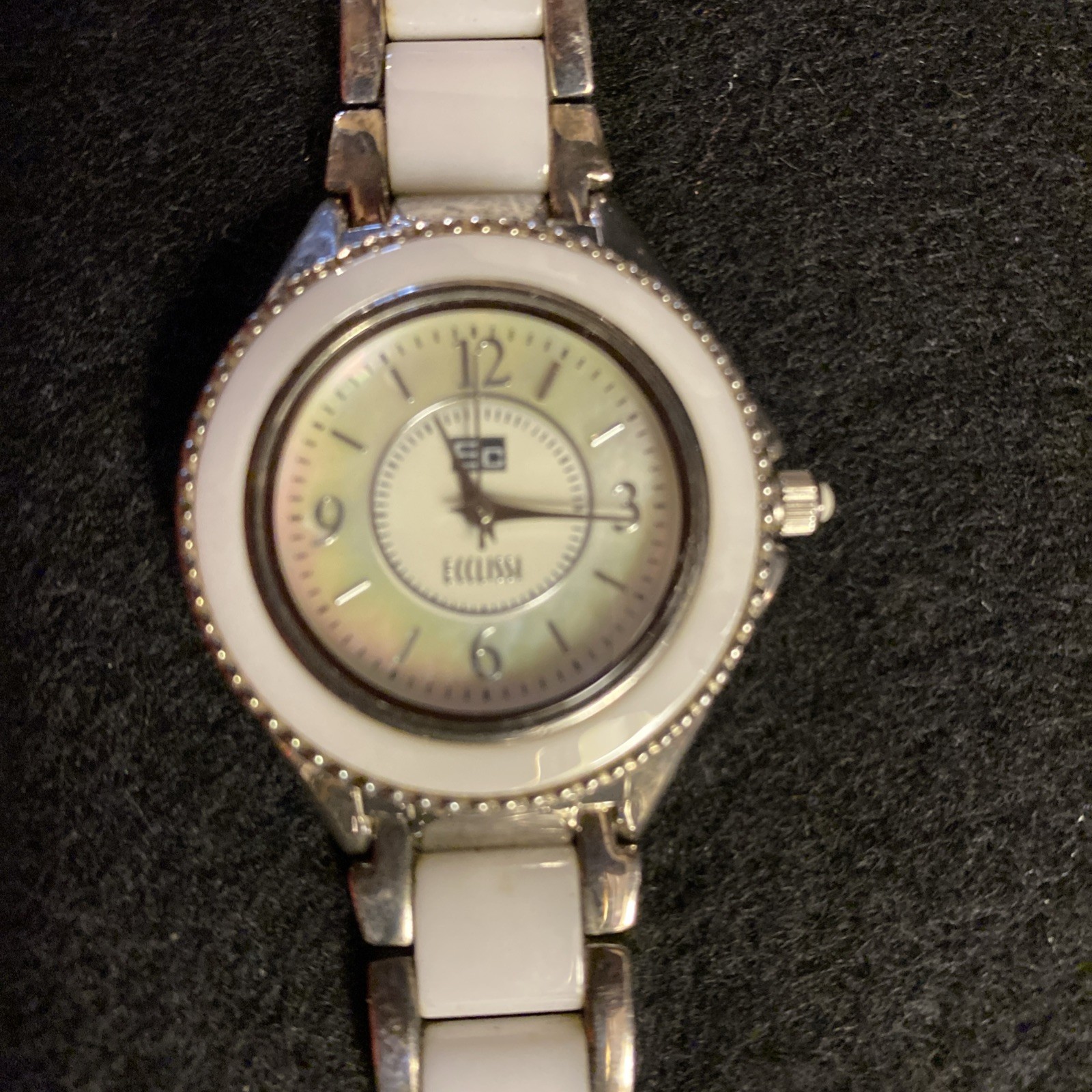 Ecclissi Sterling Silver .925 Watch Women’s White Ceramic Band New Battery