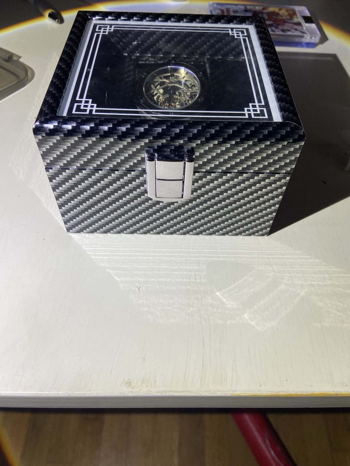 FORRAD Men’s Skeleton Dial Automatic Watch Gray Metal Bracelet w/Box
