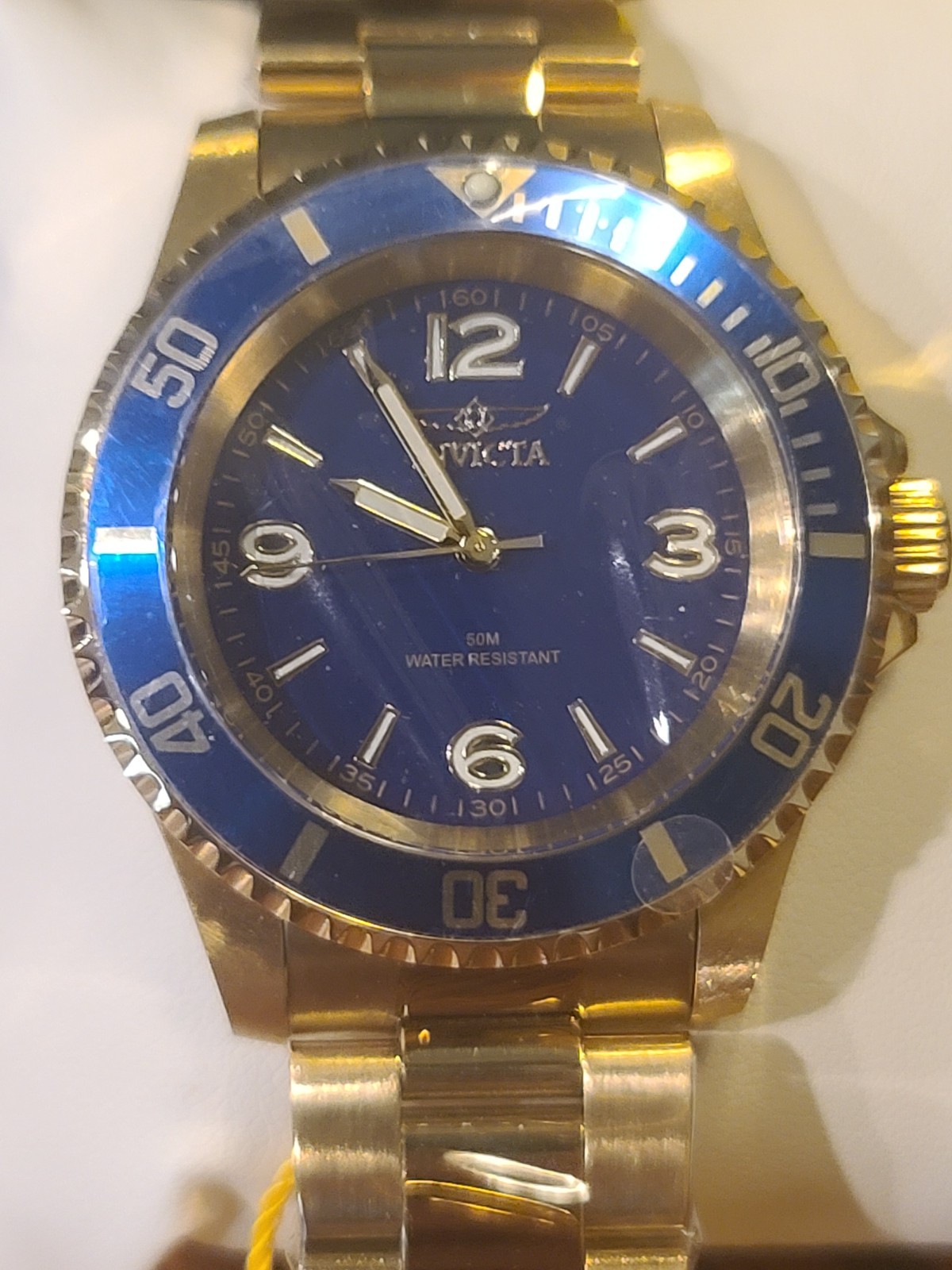 Invicta Specialty Rowan Men’s Watch – 40mm, Gold case and bracelet, Blue Bezel