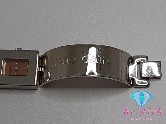 [A1R] Marie Claire Square Pink Silver SS Bracelet Quartz Watch [n4x]