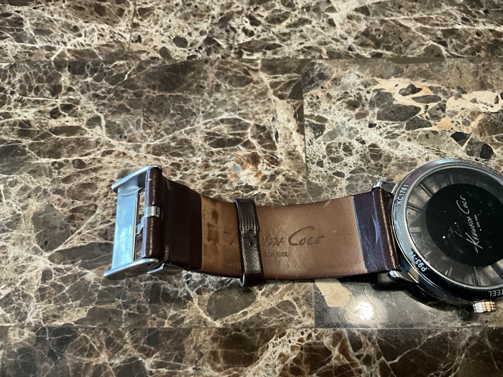 Kenneth Cole Men’s Transparency See Thru Dial Watch [new Battery] Leather Strap