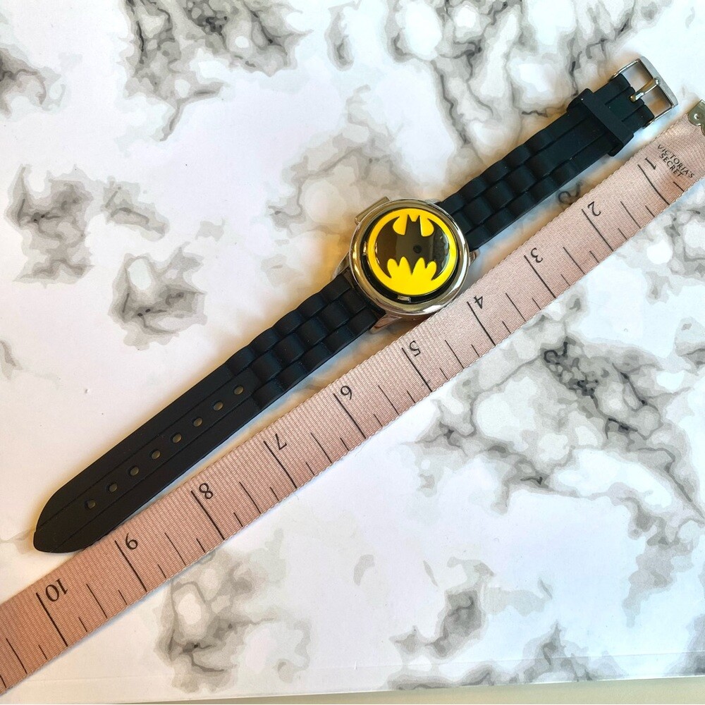Unisex DC Comics Batman Spinning Top Digital Rubber Silicone Black Band Watch
