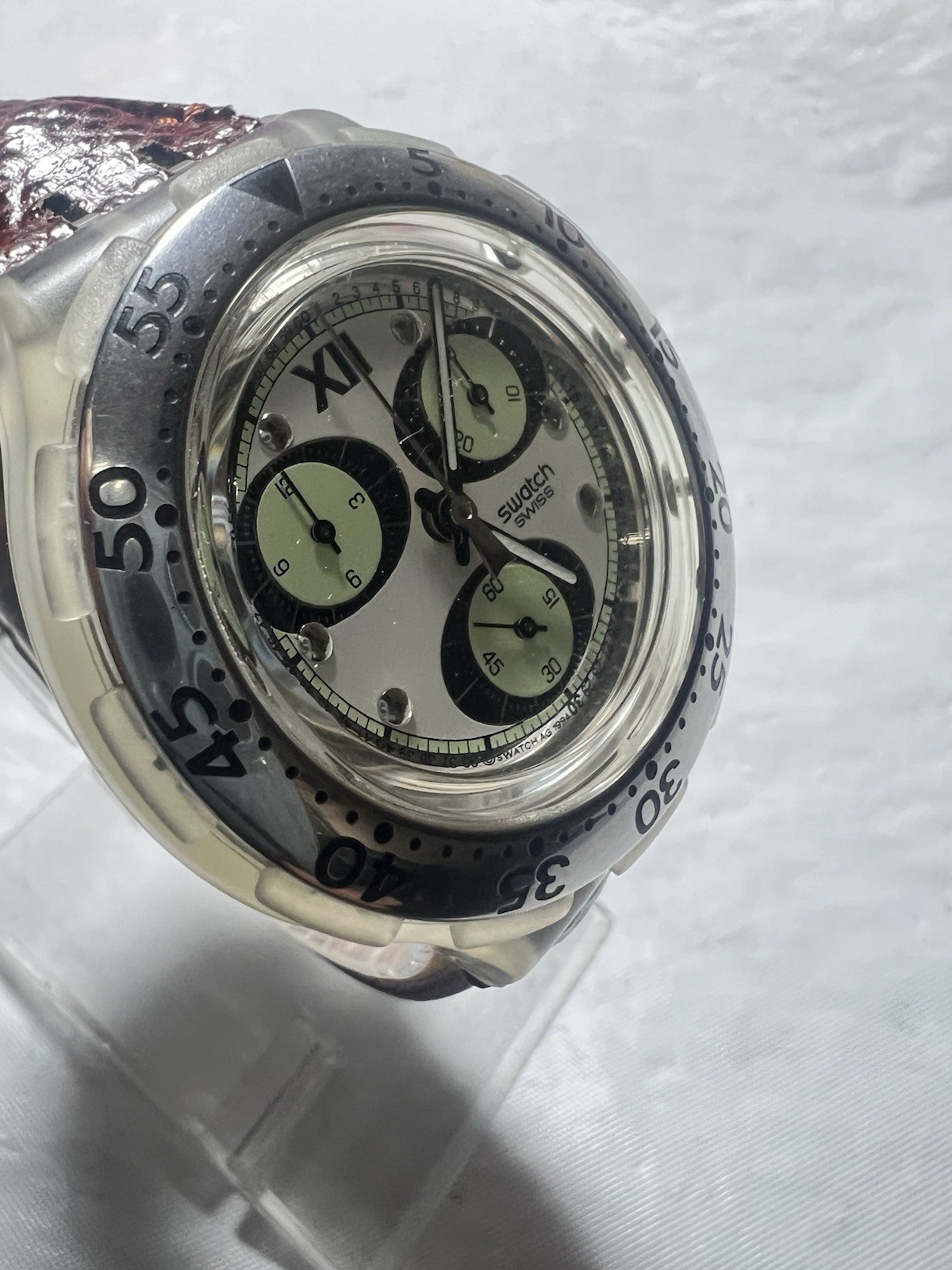 Swatch AquaChrono Watch OVERBOARD SBK105 w/ Case & Papers 1995 NOS Gents